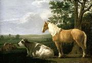 CALRAET, Abraham van A Horse and Cows in a Landscape oil painting on canvas